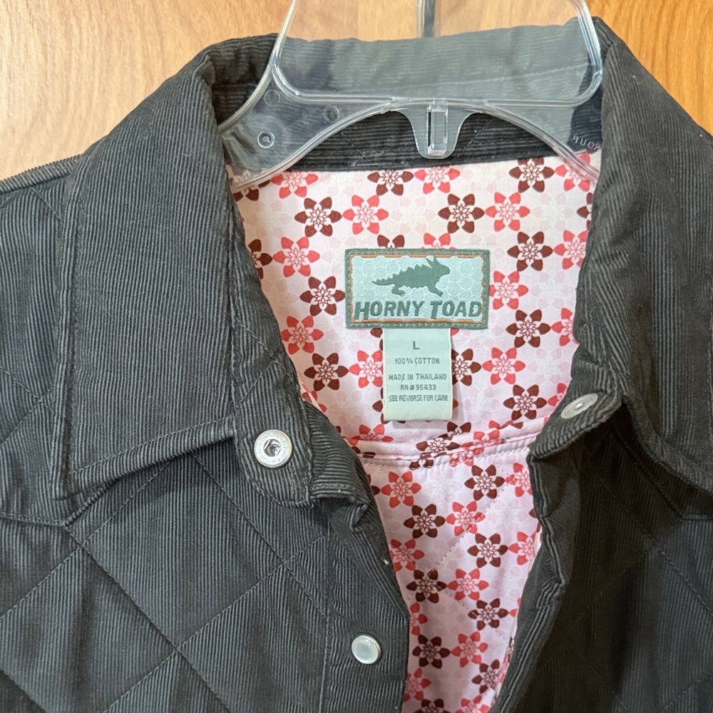 Horny Toad Brown Quilted corduroy Button Down Shirt jacket size large toad & co - Picture 3 of 5